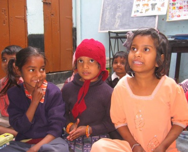 Kinderen naar school in India